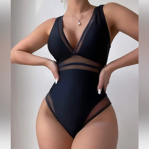 SHEIN Swim Mesh Paneled One Piece Swimsuit Poshmark